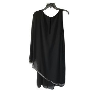 SL Fashions NY Black One Shoulder Dress with Jewel Accent - Size: 16